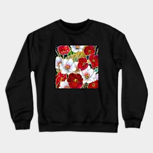 White and Red Flowers Crewneck Sweatshirt